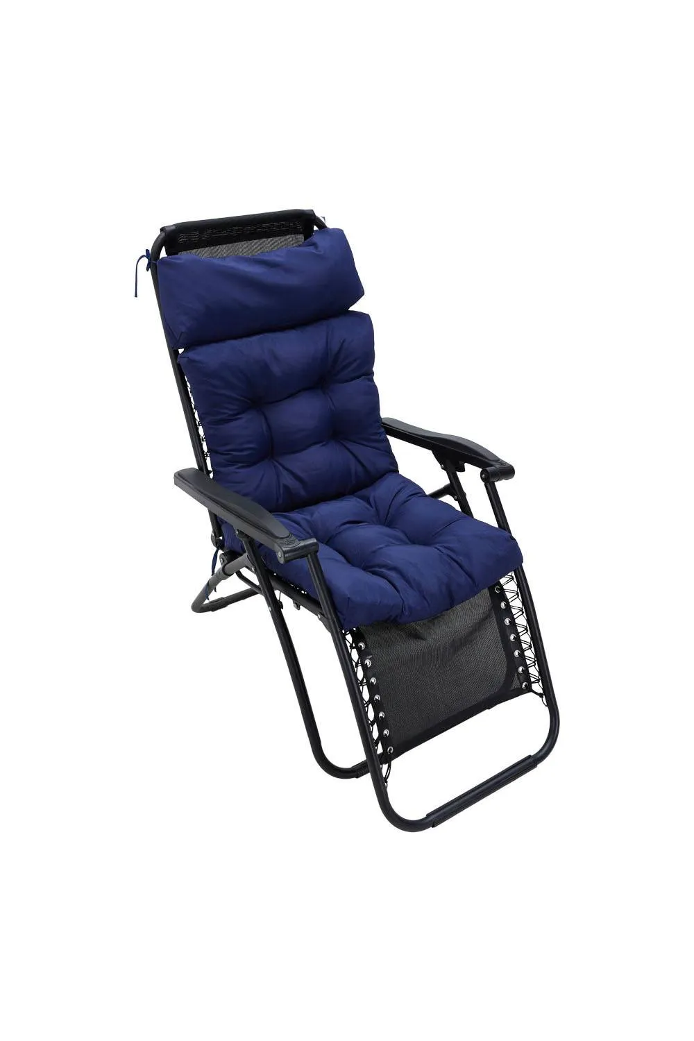 Living and Home 125cm W x 55cm D Waterproof Sunscreen Tri-Fold One-Piece High Back Chair Cushion in Navy