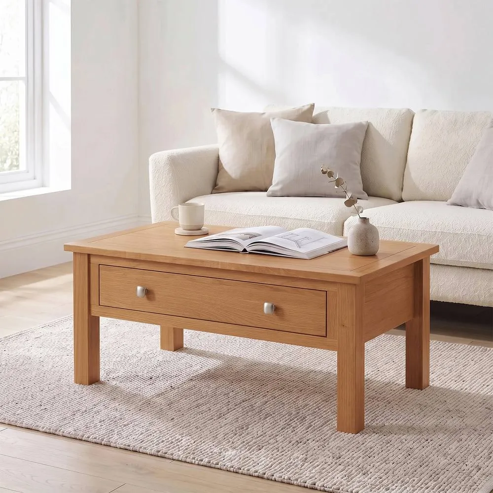 Seconique Cambridge 1 Drawer Coffee Table - Honey (Part assembled) in Light Brown