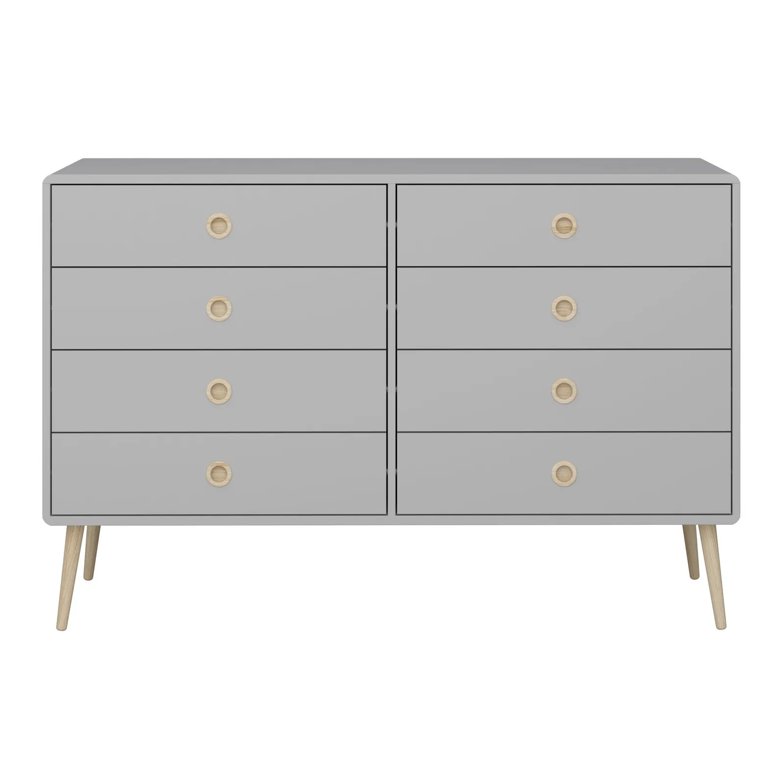 Softline 8 Drawer Wide Chest Grey