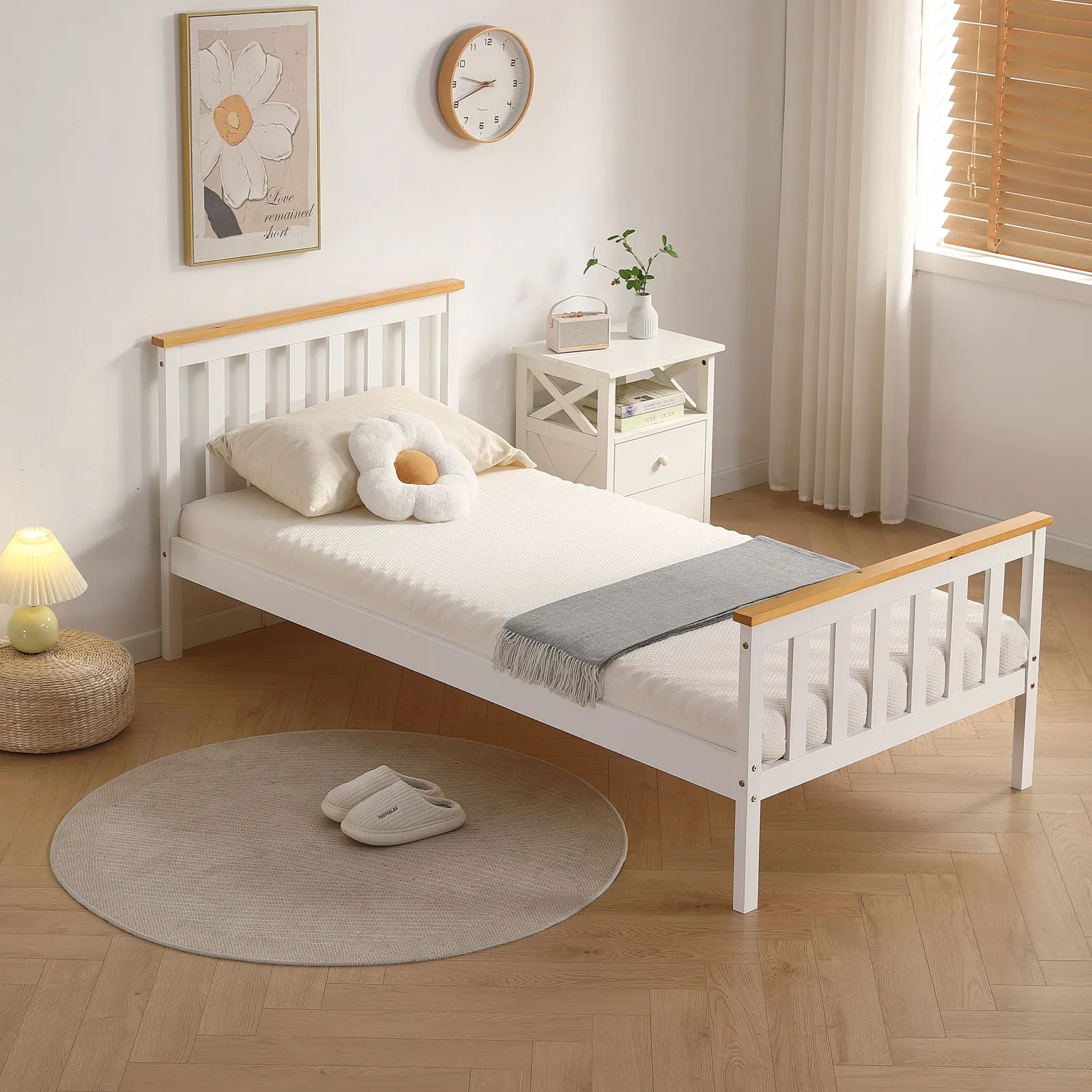 Comfy Living Ltd Modern Wooden Bed Frame in Off-White 1