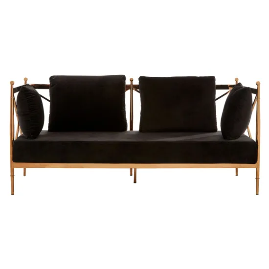 Kurhah 2 Seater Sofa In Black With Rose Gold Lattice Arms