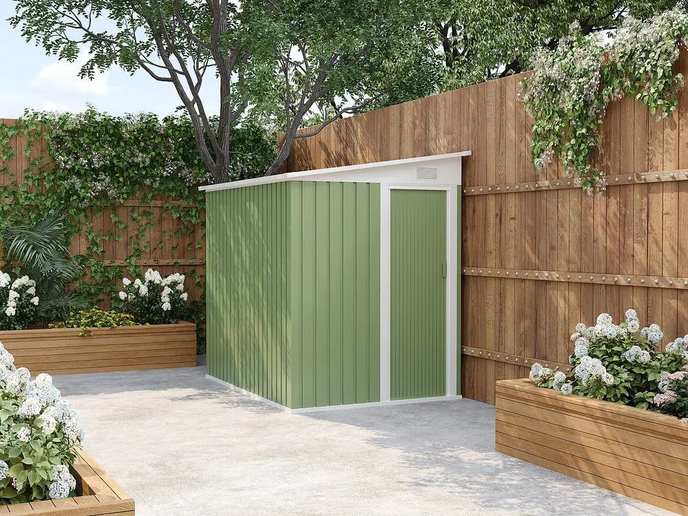 Vente-unique Lean-To Galvanised Steel Garden Shed - Sage Green - 3.15 M² - DAXTON 3