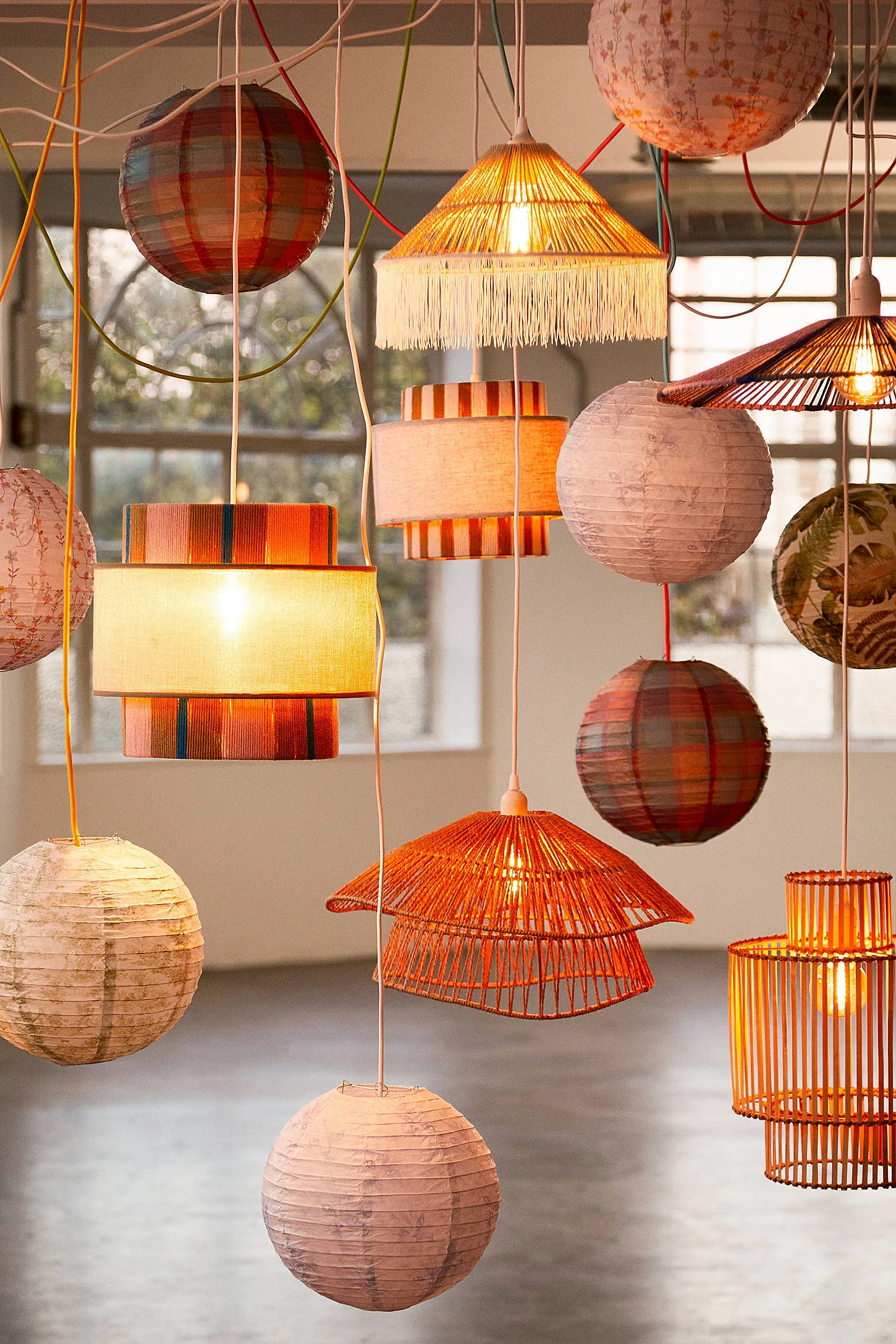 Striped Woven Lamp Shade - Pink 4