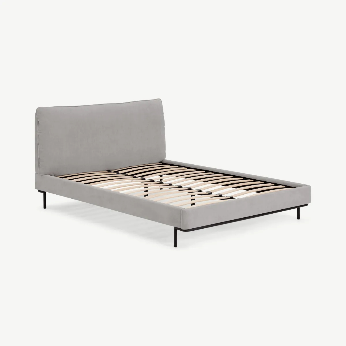 Harlow Double Bed, Soft Pebble Grey