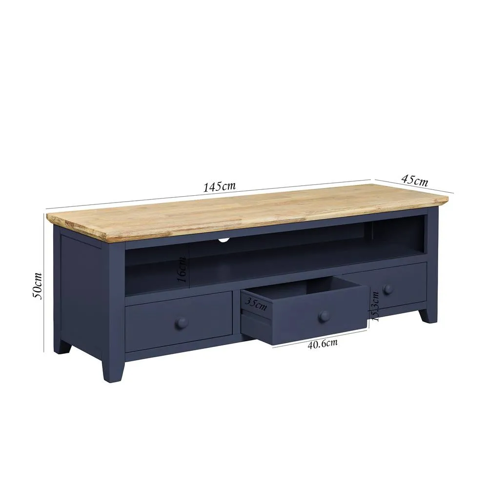 Statement Furniture Florence Large TV Stand with 3 Drawers & Shelf in Navy 2