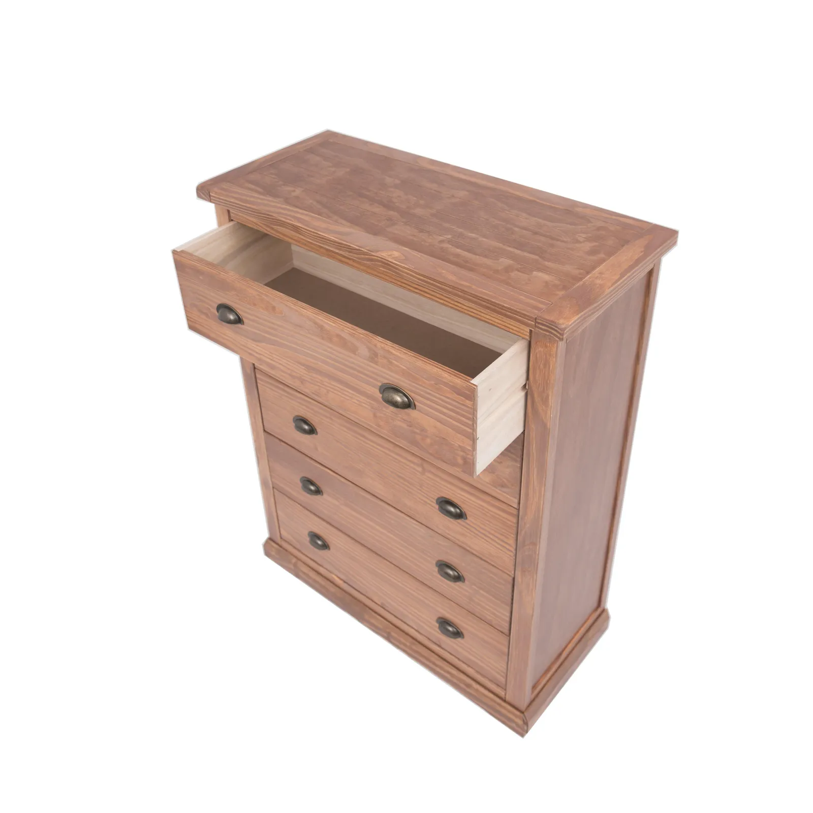 Cabinet Bits Tirolo 5 Drawer Chest of Drawers Brass Cup Handle in Brown 4