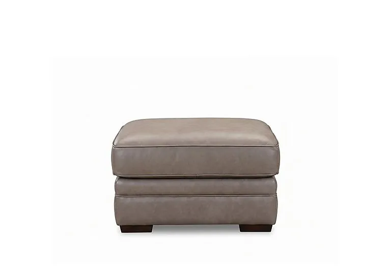 Carrick Rectangular Leather Storage Footstool - Mushroom - Living Room Furniture