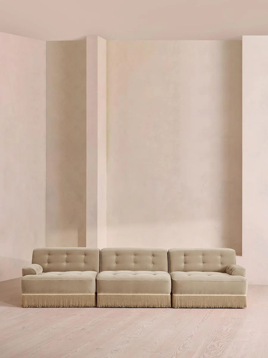 Elowen Modular Sofa, Four Seater, Velvet, Oyster