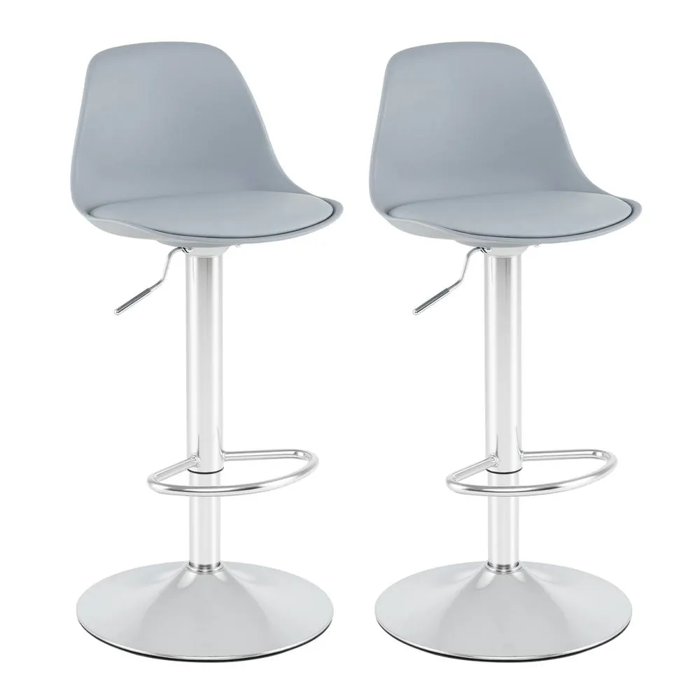 Costway 2PCS Bar Stools Faux Leather Counter Height Chairs w/ Low Backrests in Grey 2