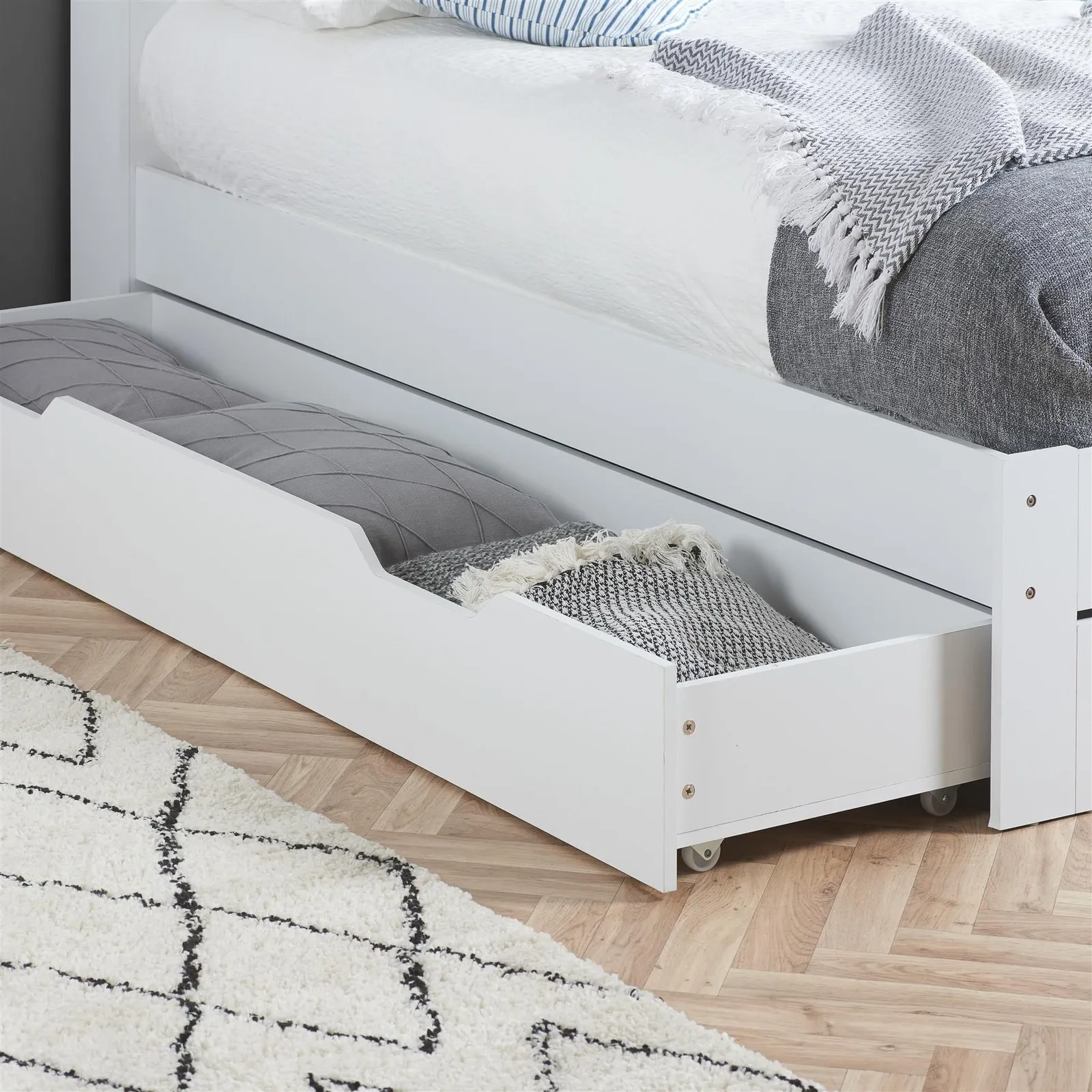 Birlea Single White Storage Bed Frame Alfie 3FT Drawer Bed 90cm 2