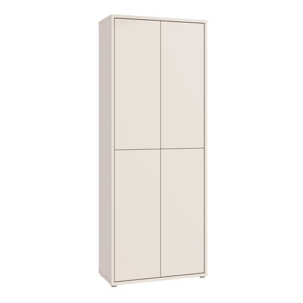 Furniture To Go Alice Springs Tall Shoe Cabinet with 4 Doors Push-to-Open in Sand in Beige 2