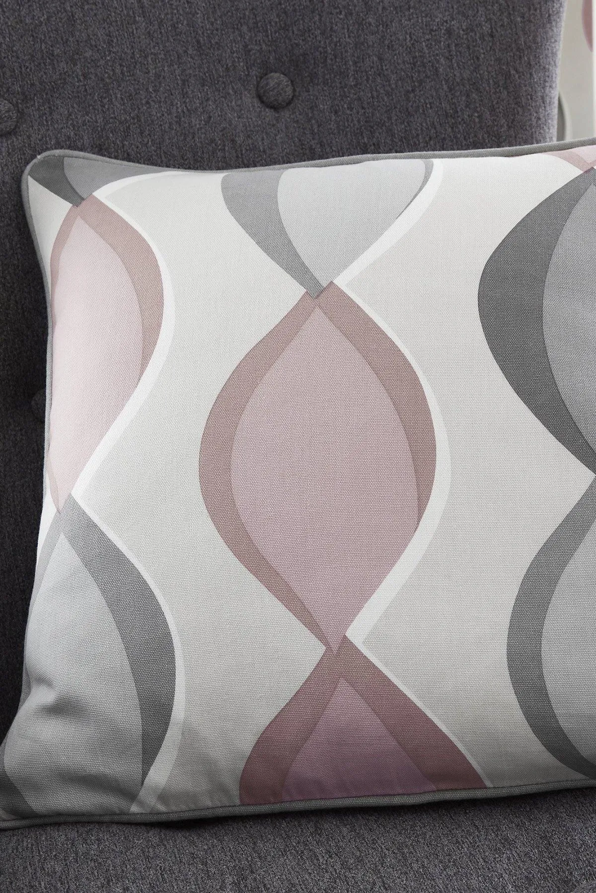 Fusion 'Lennox' Vertical Ogee Print Filled Cushion 100% Cotton in Rose 1