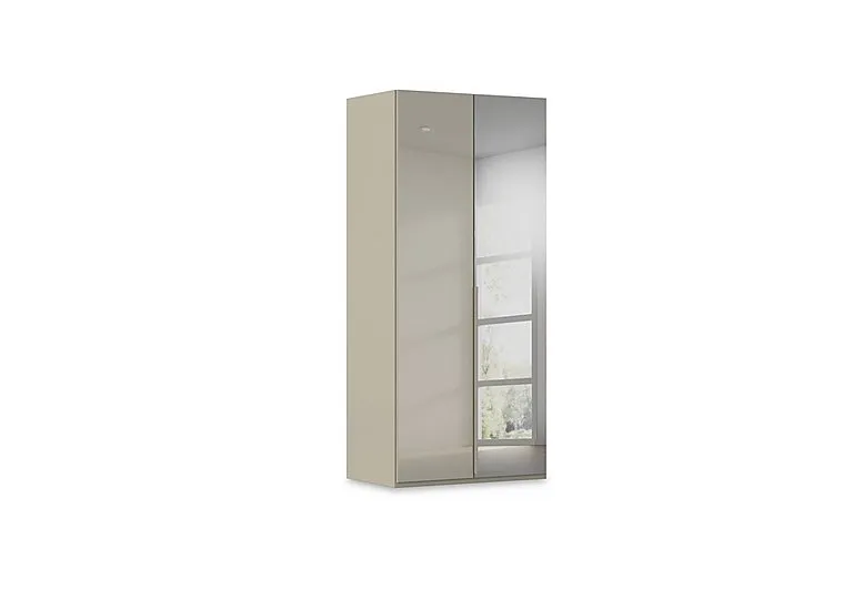 Haven 101cm 2 Door Hinged Wardrobe with 1 Glass and 1 Mirror Door