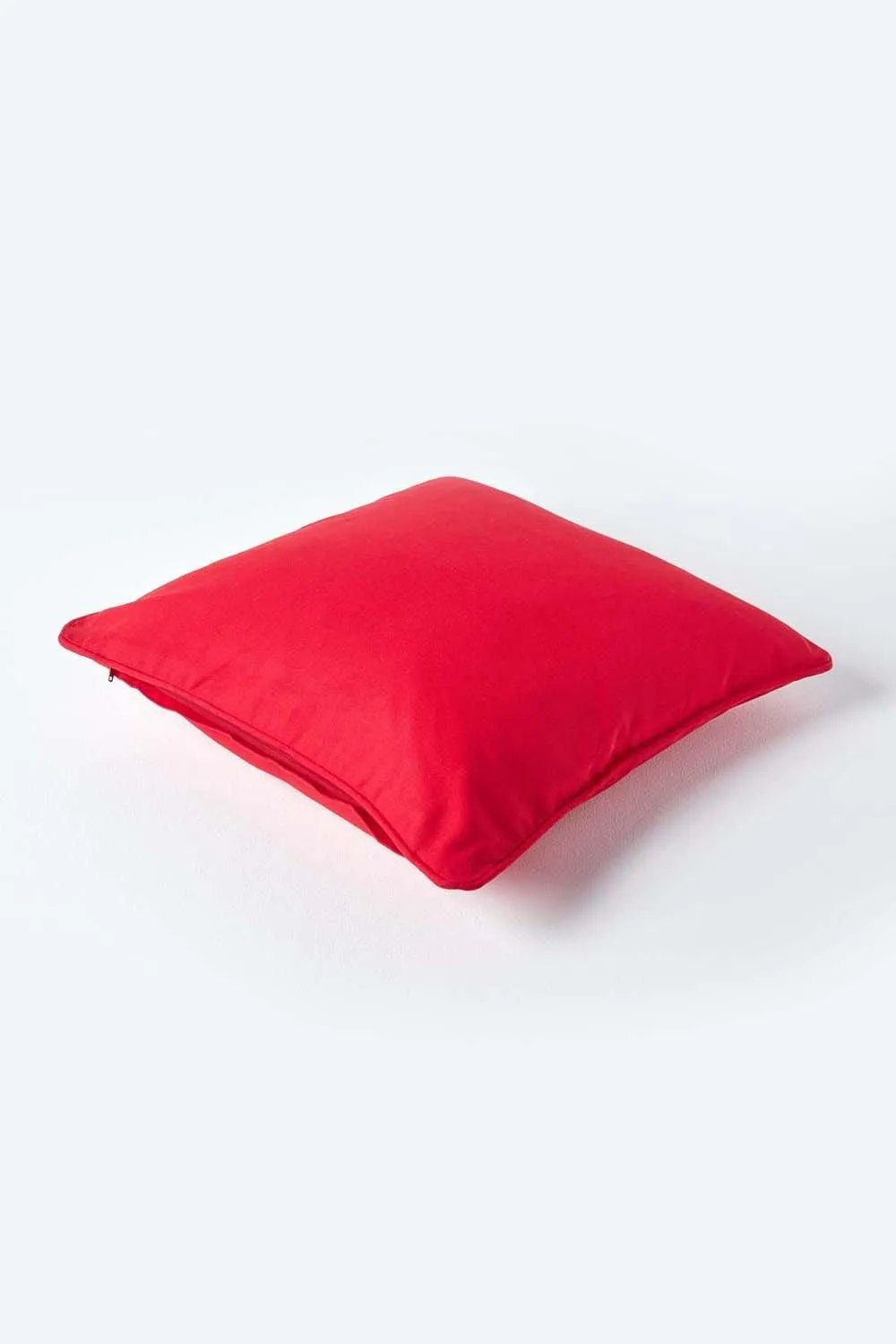 Homescapes Cotton Plain Cushion Cover in Red 3