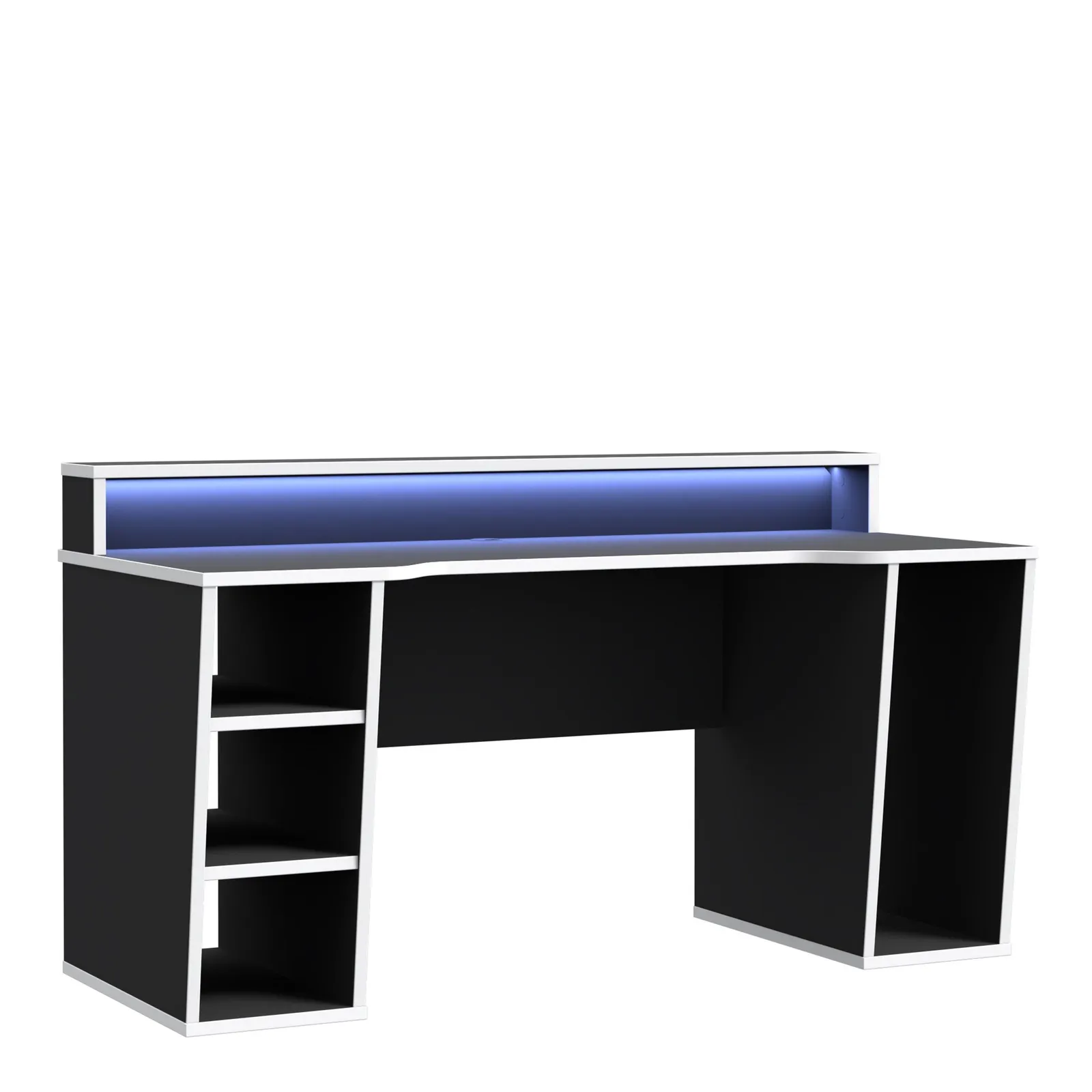Furniture To Go Loadout Black Gaming Desk 2 Shelves with Colour Changing LED