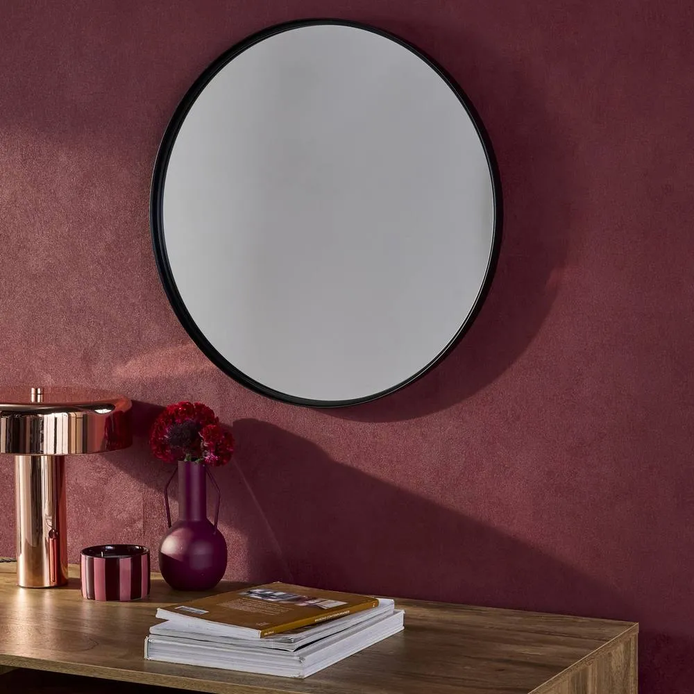 sweeek 60cm round metal mirror in Black