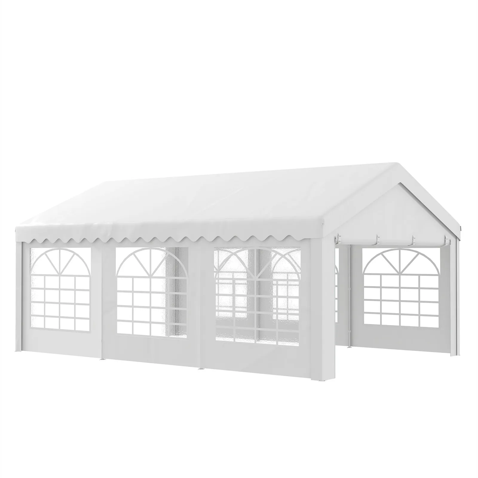 OUTSUNNY Garden Gazebo Portable Carport Shelter w/ Removable Sidewalls&Doors in Off-White 2