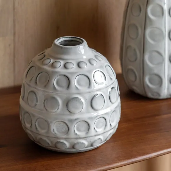 Crossland Grove Drancy Dotted Ceramic Vase 175X175X180Mm, Grey