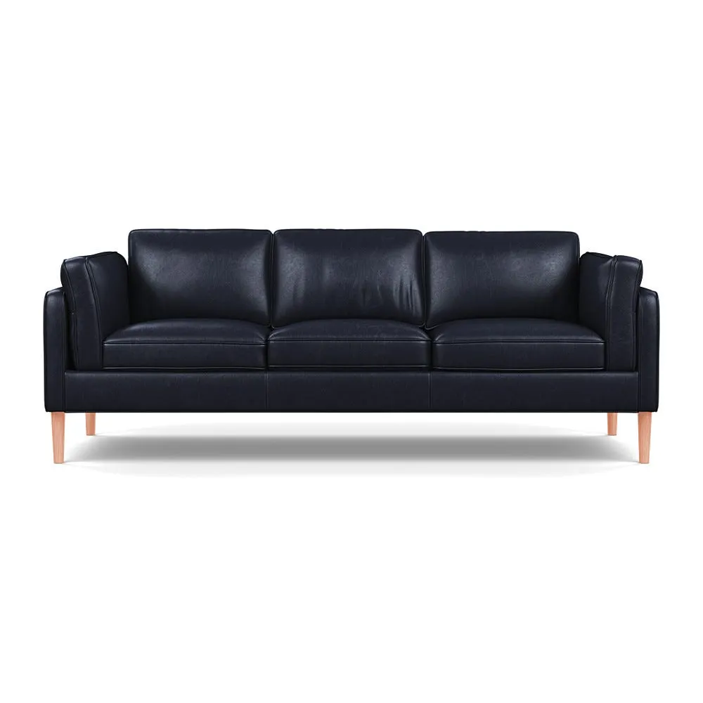 Heal's Sonno 4 Str Sofa Stonewash Leather Black 263 Natural Feet 1