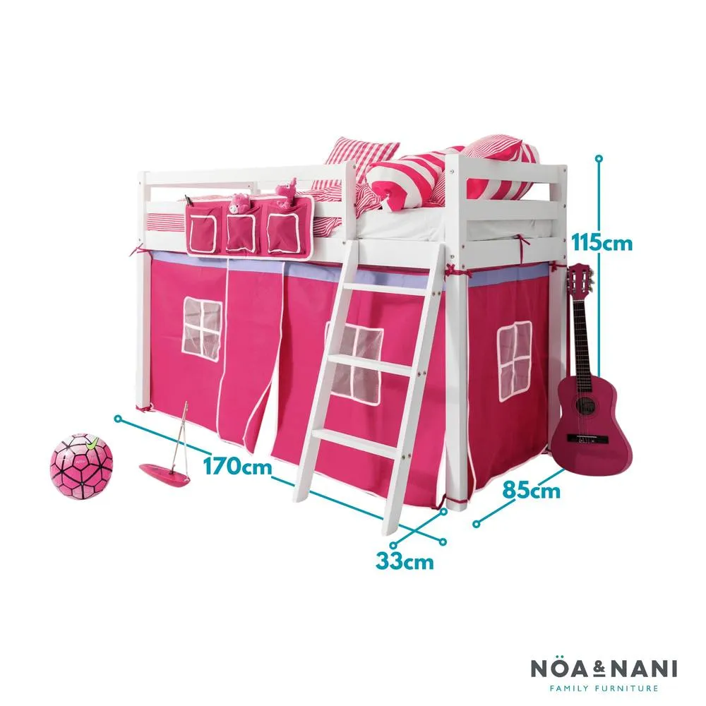 Nöa and Nani Ontario Cabin Bed Midsleeper Shorty with Pink Tent in White 2