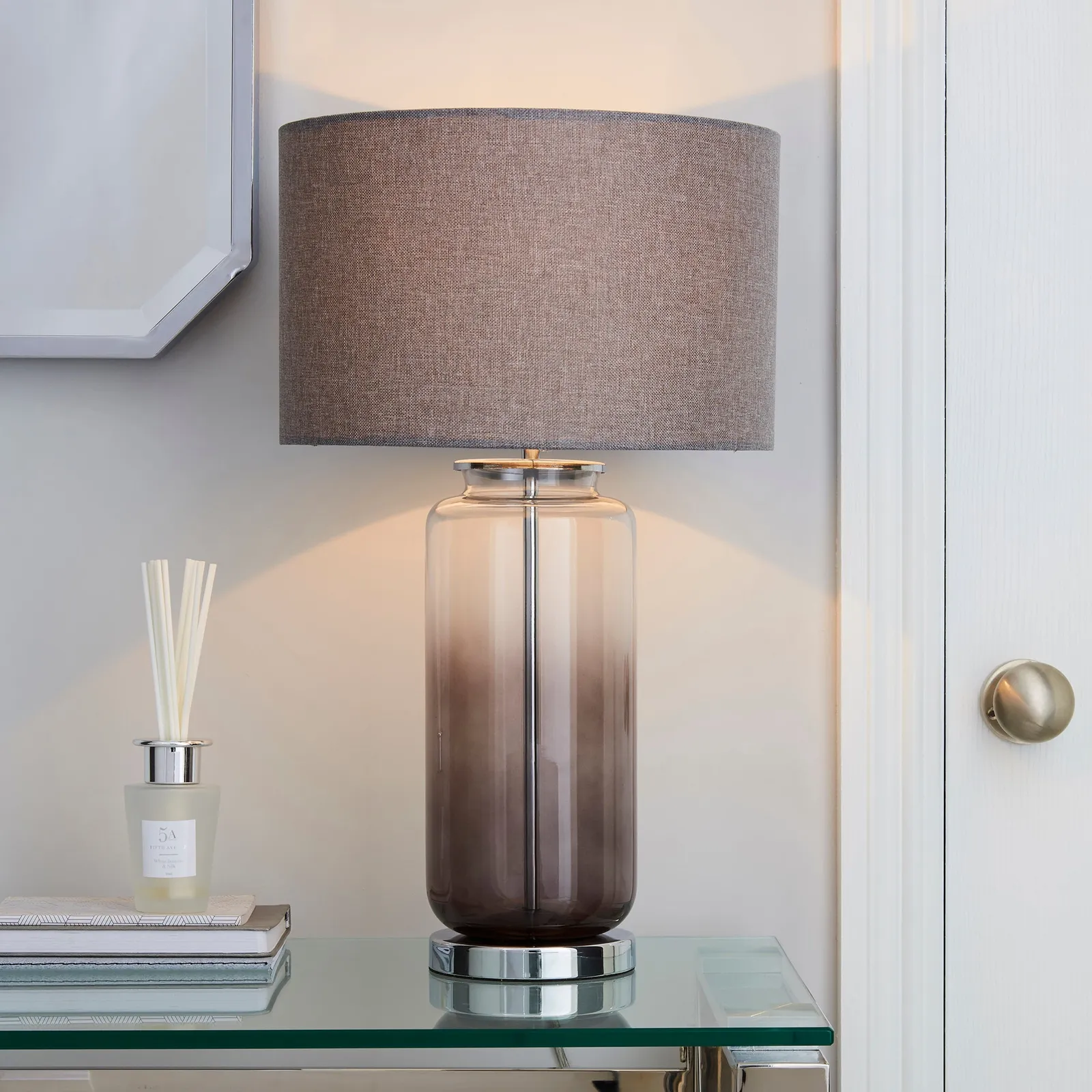 Large Ombre Glass Table Lamp Charcoal