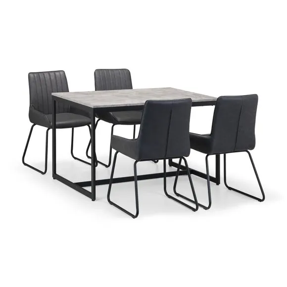 Staten 4 Seater Rectangular Dining Table with 4 Soho Chairs, Grey