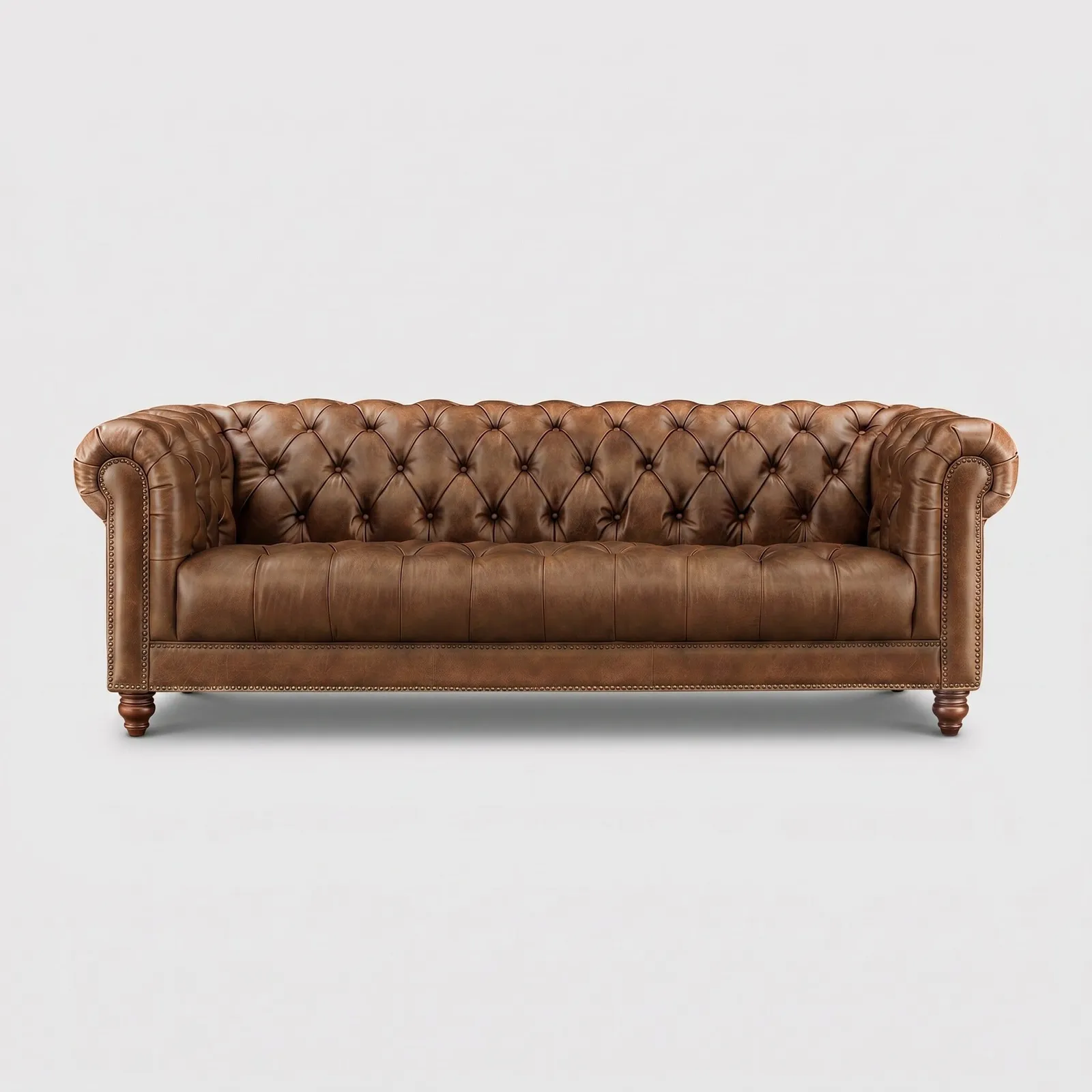 Ullswater 4 Seater Chesterfield Sofa 2034 Dark Rum FL, Brown Leather | Barker & Stonehouse
