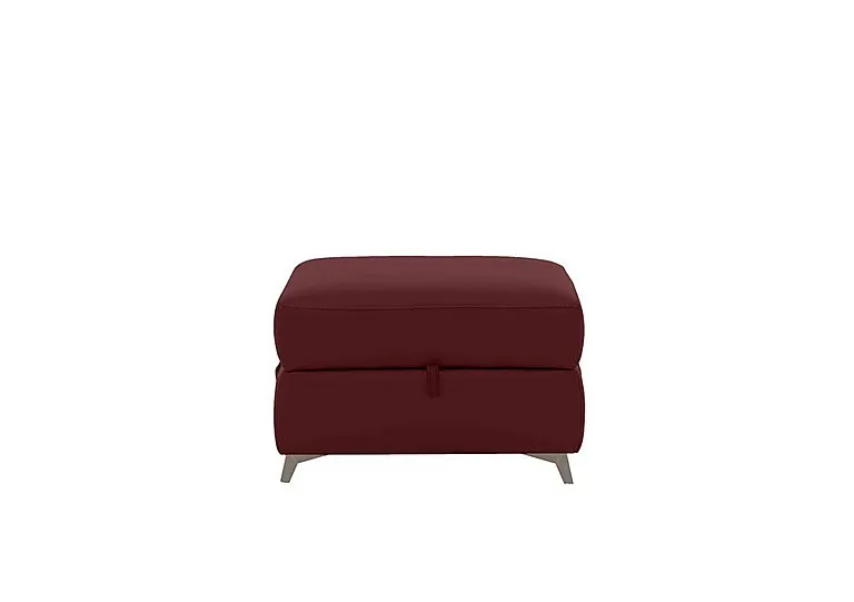Missouri Leather Storage Footstool - BV Deep Red