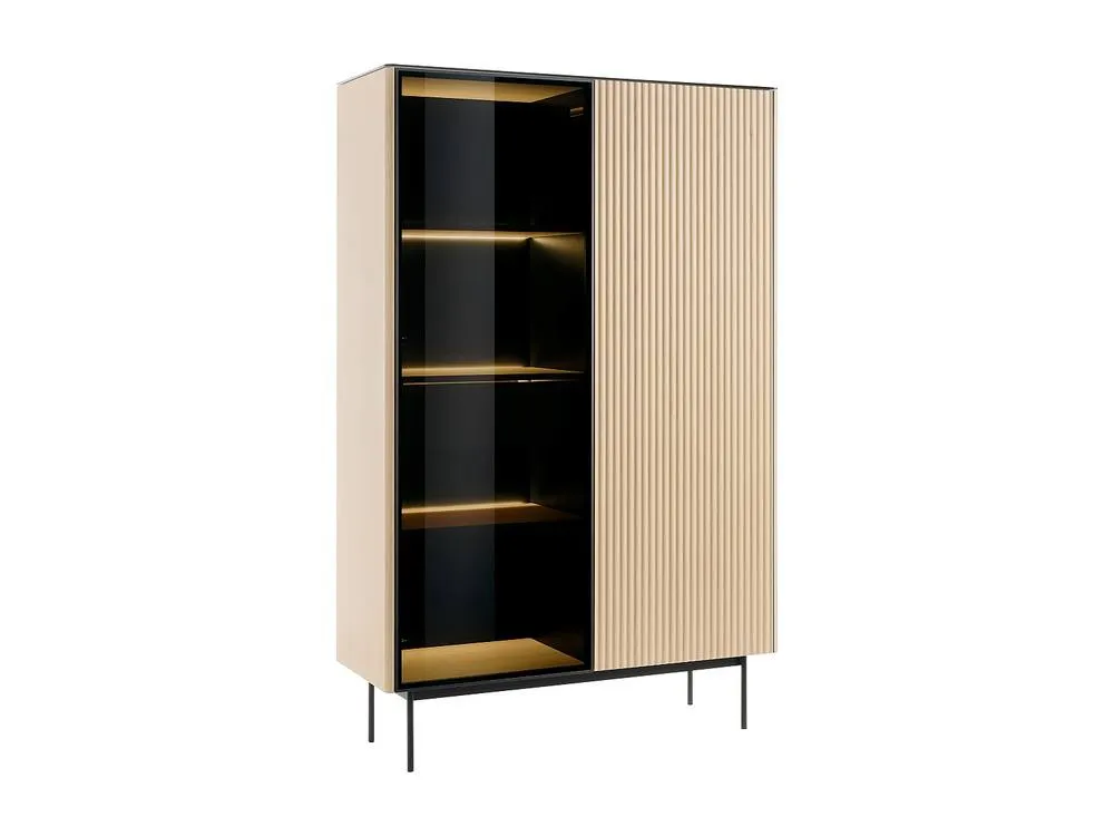 Vente-unique 2-Door Display Cabinet With Leds In MDF & Smoked Glass - H. 166 Cm in Black 5