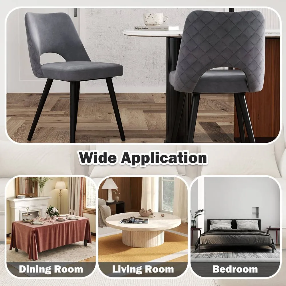 Costway Dining Chair Set of 2 Upholstered Chair Foot Pads in Grey 4