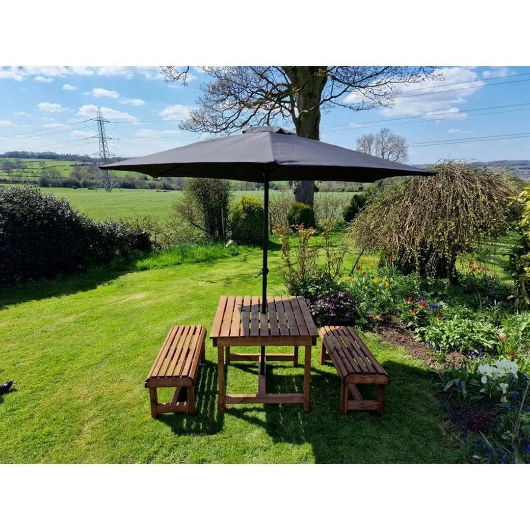 Churnet Valley Garden Furniture Ltd Contemporary 4 Seater Table & Bench Set - Timber - Fully Assembled in Brown 6