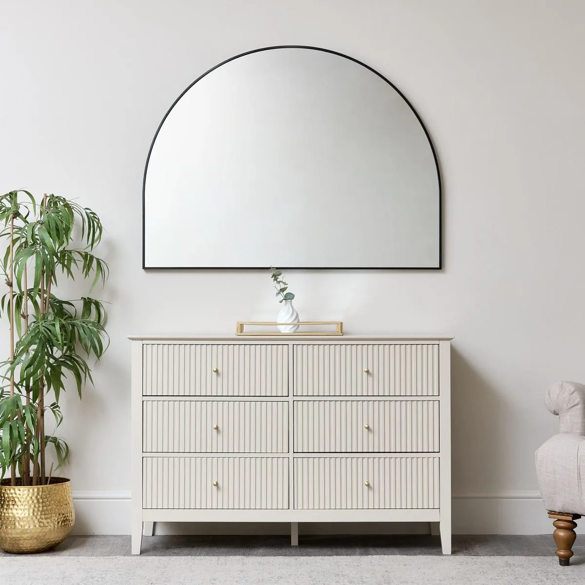 Melody Maison Large Black Arched Wall Mirror 90cm X 120cm 4