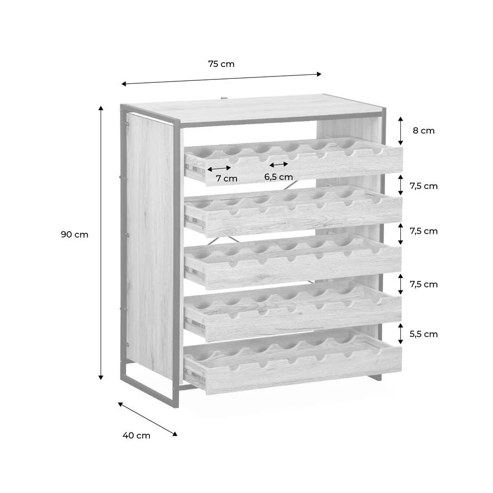sweeek 5-shelf Wine Rack With Metal & Wood-effect in Light Brown 5