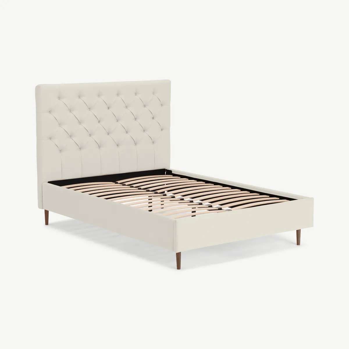 Skye Super King Size Bed, Oatmeal Weave & Walnut Stain Legs