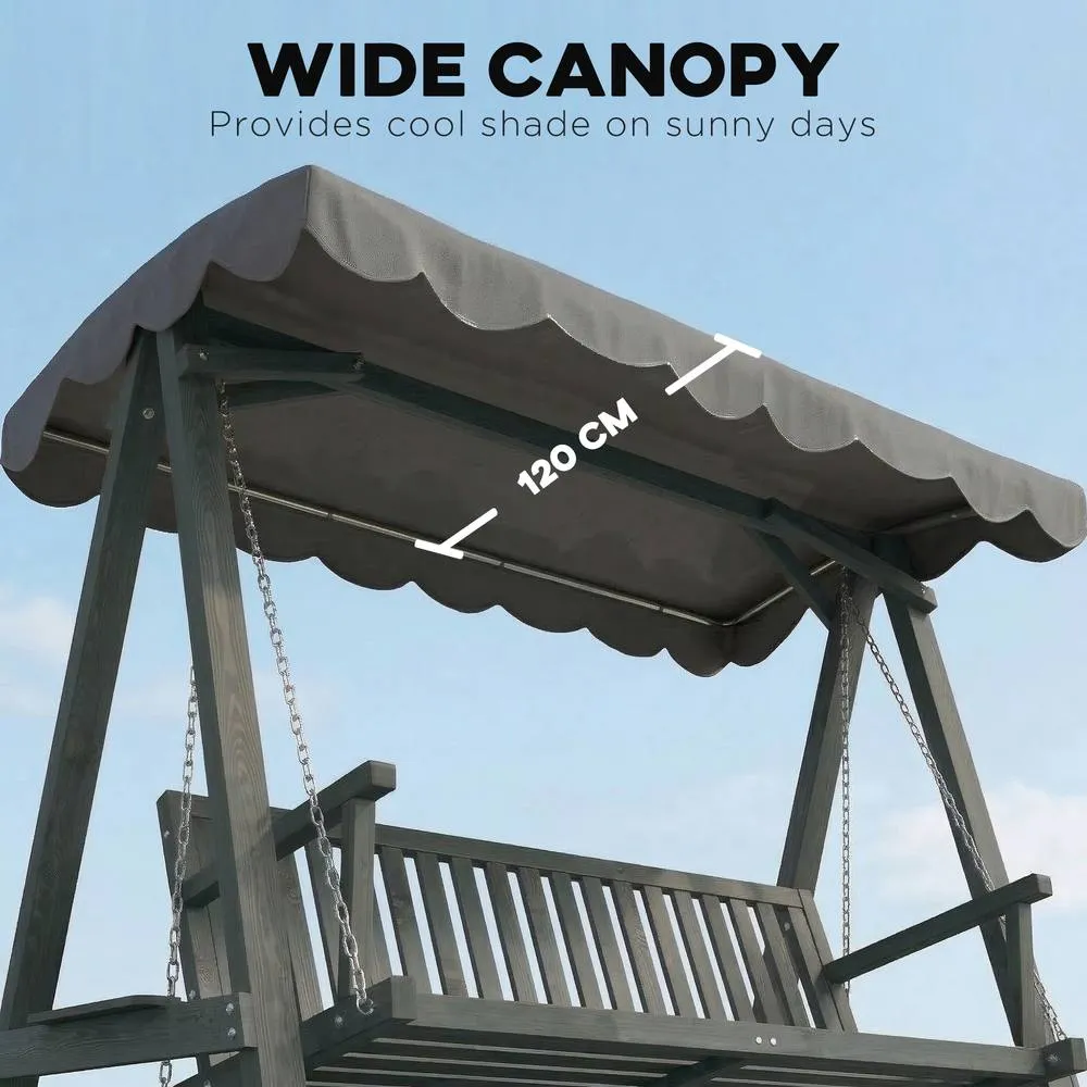 OUTSUNNY 3 Seater Garden Swing Seat with Canopy, Grey 4