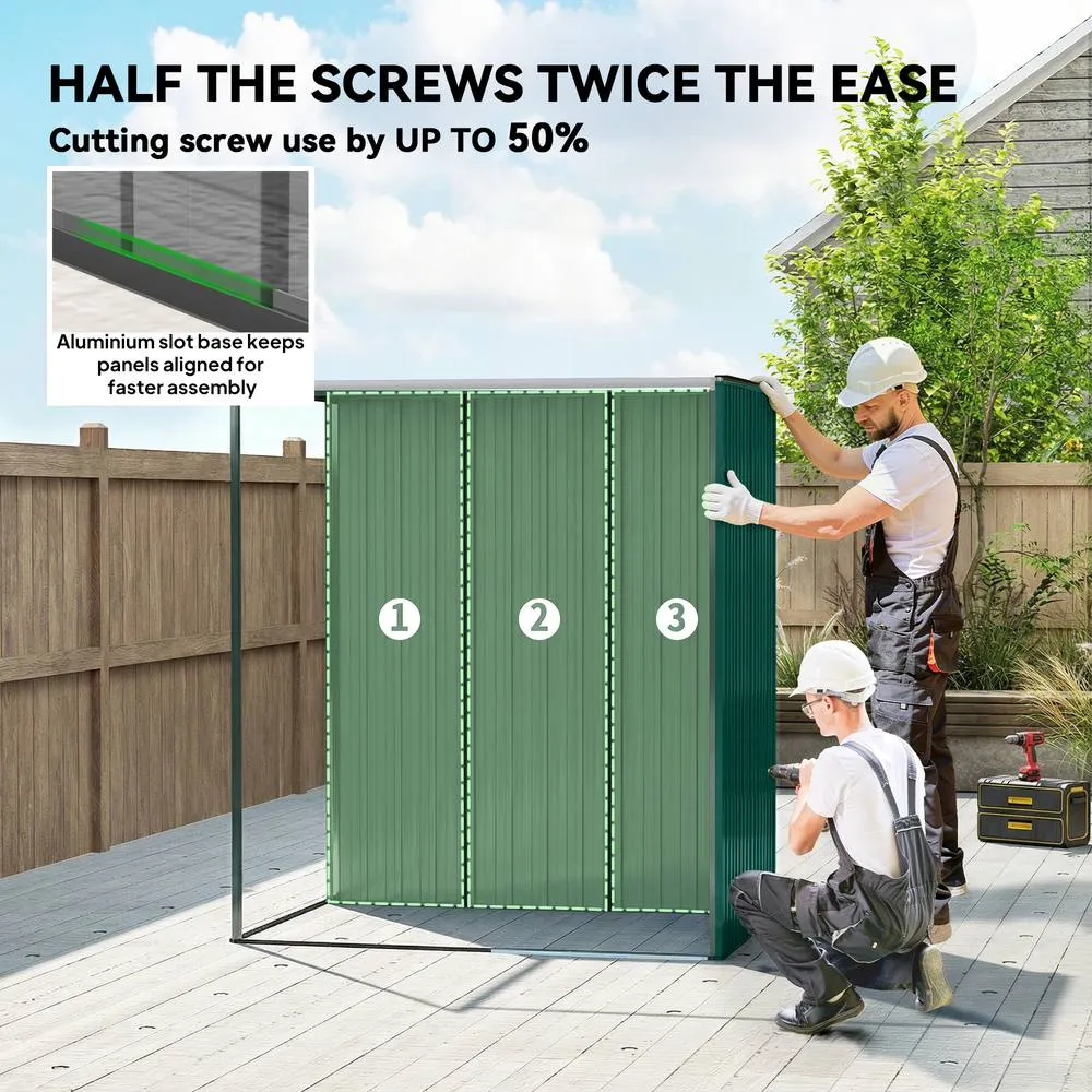 OUTSUNNY 5 x 3.5ft Metal Garden Shed with Effortless Assembly, Green 4