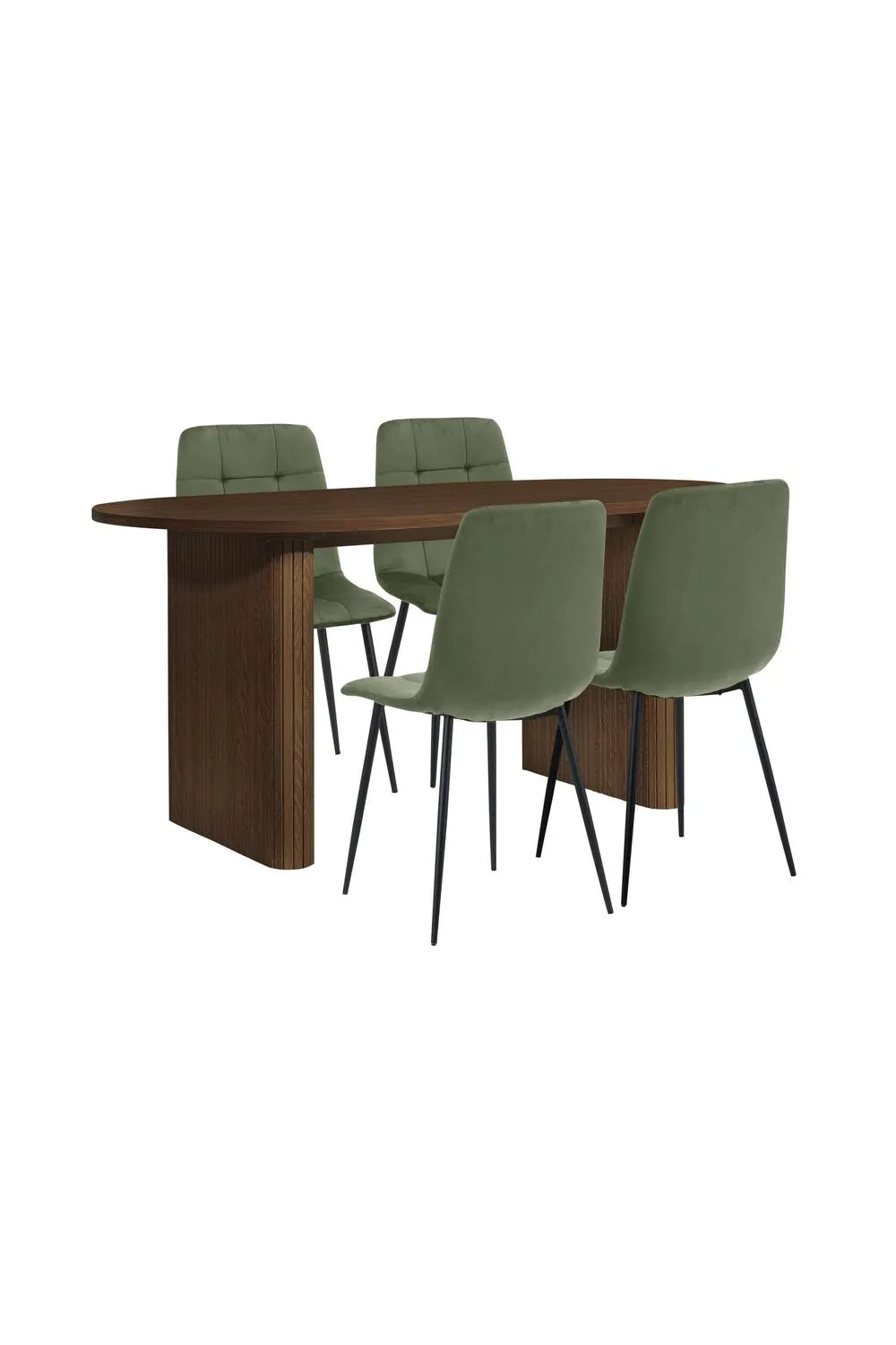 Birlea Axel Oval Fluted Dining Table With 4 Chairs in Brown 6