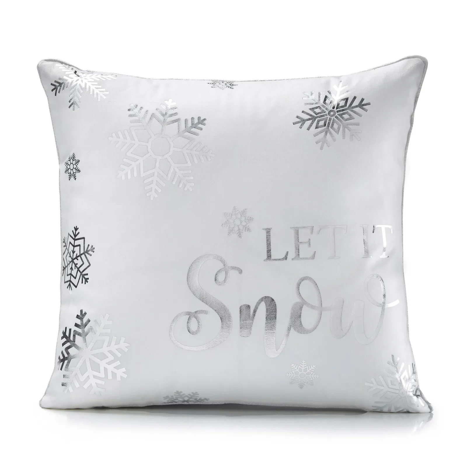 Luxury Living Christmas Let It Snow Decorative Cushion Cover 45cm x 45cm in White