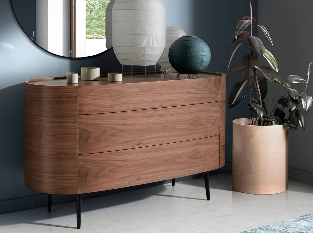 Angel Cerda Walnut Veneer Chest of Drawers with Black Steel Legs in Brown 6