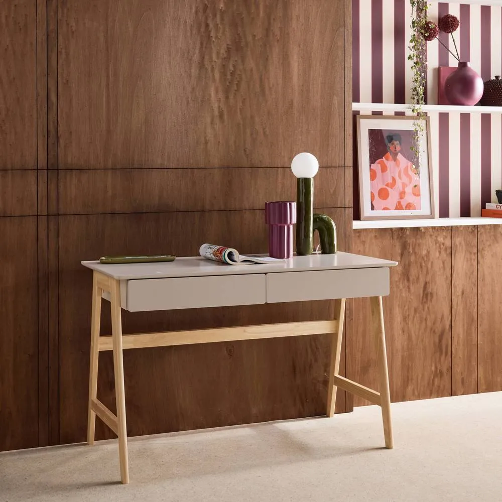 sweeek Desk wood decor 2 drawers in Beige 4