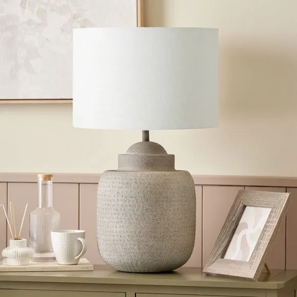 Pacific Lifestyle Raj Hammered Metal Urn Shaped Lamp Base and Lino Linen Lampshade 1