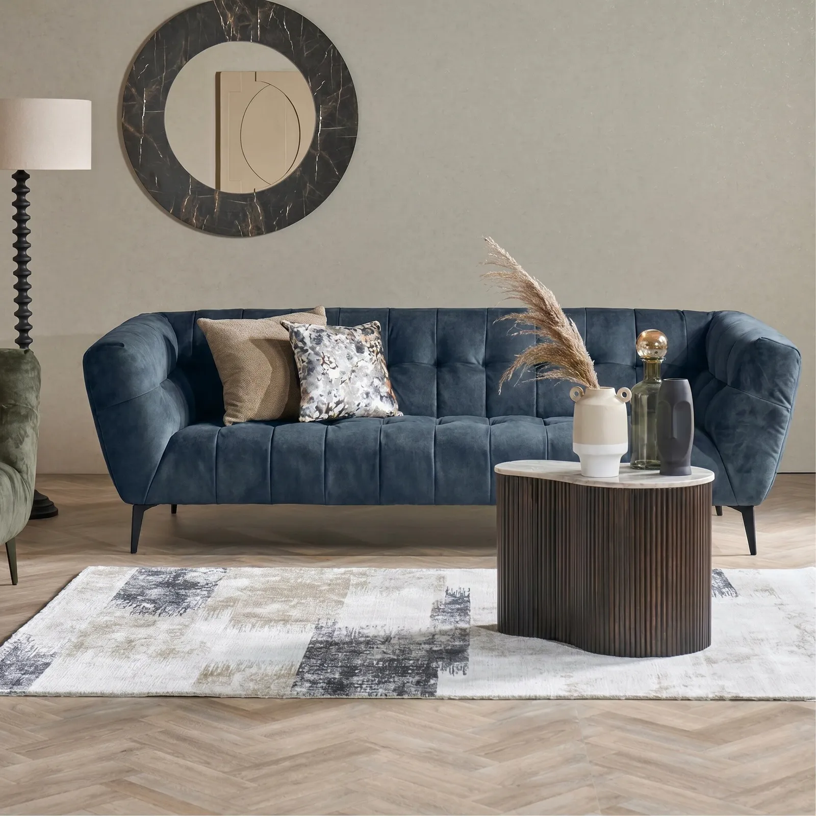 Azalea 3 Seater Sofa, Navy Fabric | Barker & Stonehouse 2