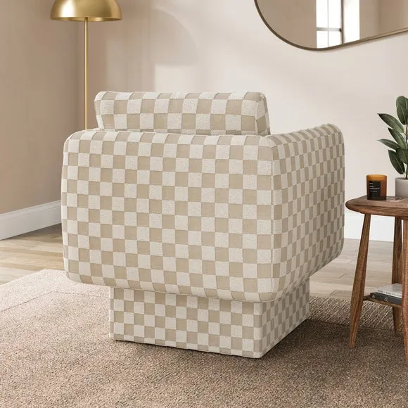 Jude Checkerboard Upholstered Cube Armchair 2