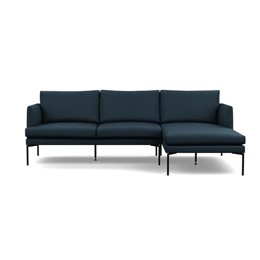 Heal's Matera Right Hand Facing Chaise Sofa Siena Cotton Deep Sea Black Feet 1