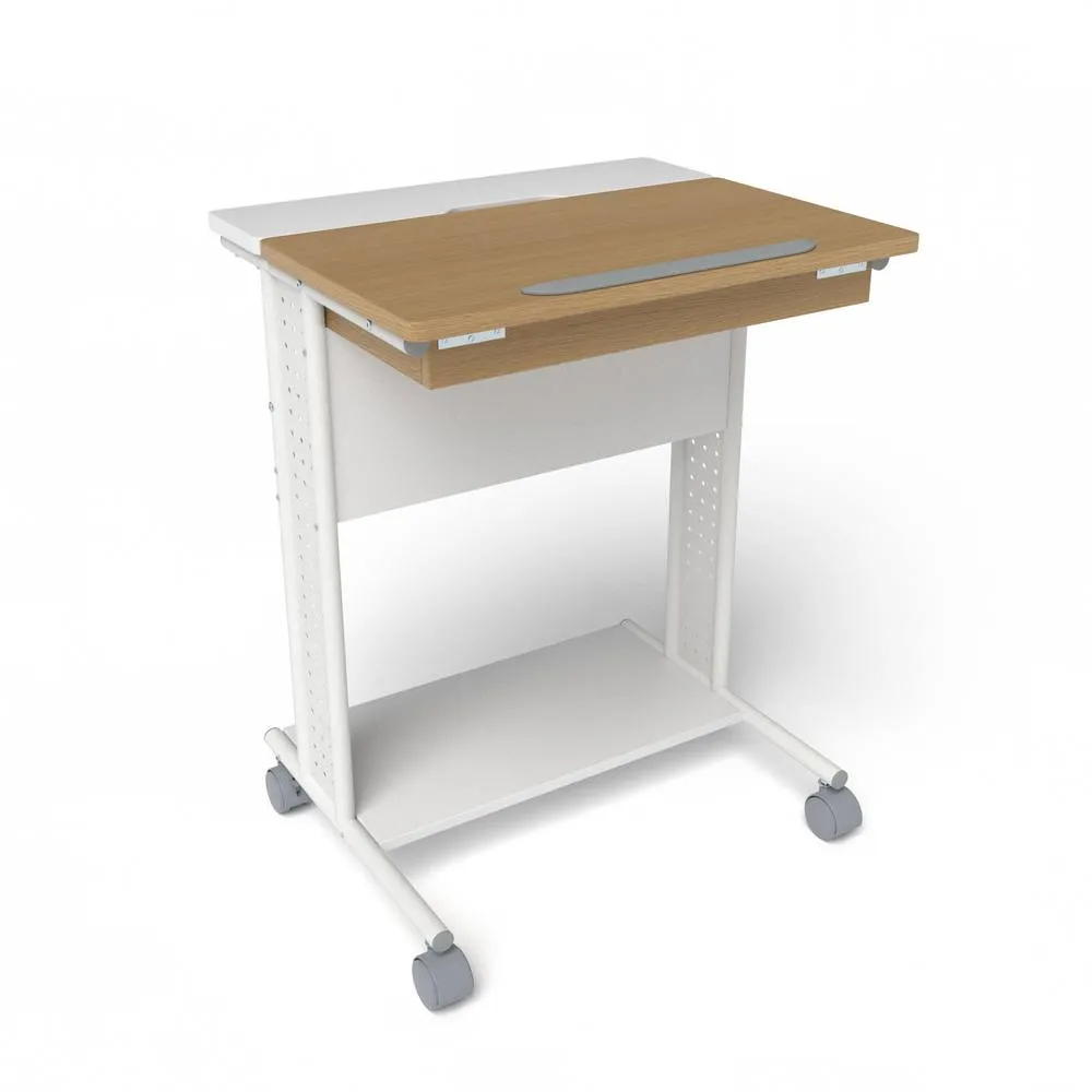 Costway Rolling Portable Desk Laptop Desk Wooden PC Table w/ Tilting Tabletop 2