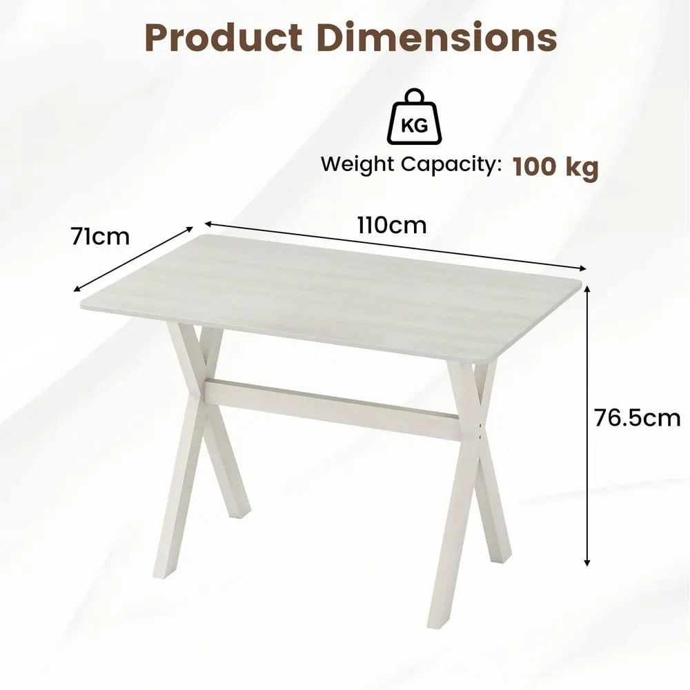 Costway Modern Dining Table Wooden Kitchen Table with X-shaped Frame-White in White 4
