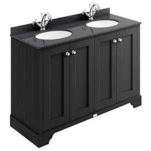 Bayswater Victrion Matt Black Traditional Freestanding Vanity Unit & Black Marble Top Basin - 1200mm