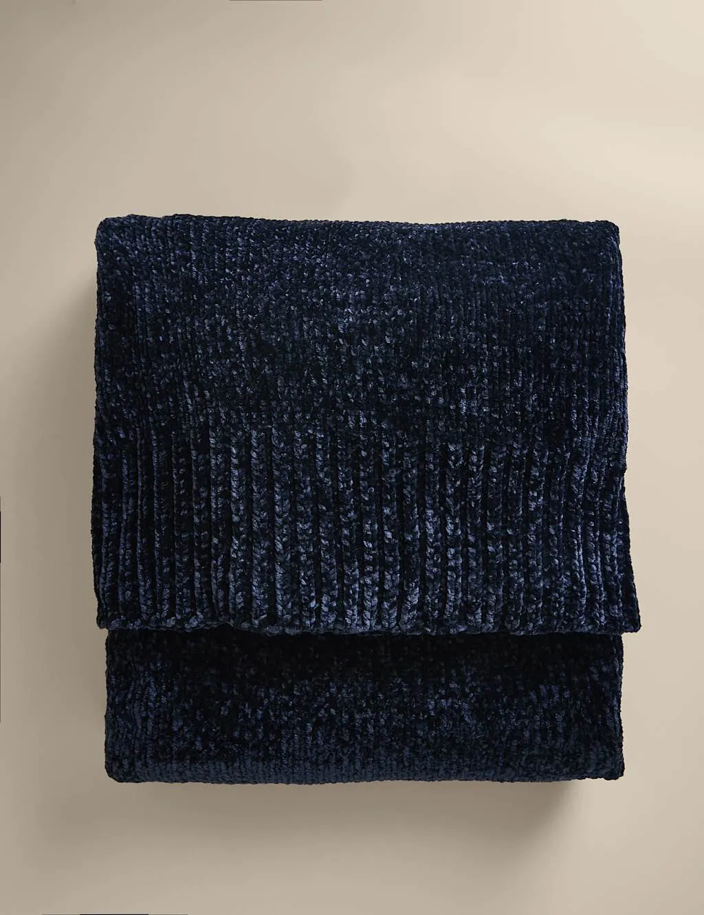 M&S Chenille Knitted Throw Navy