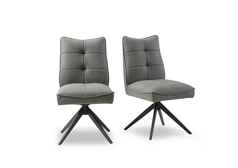 Germain Pair of Swivel Dining Chairs - Charcoal