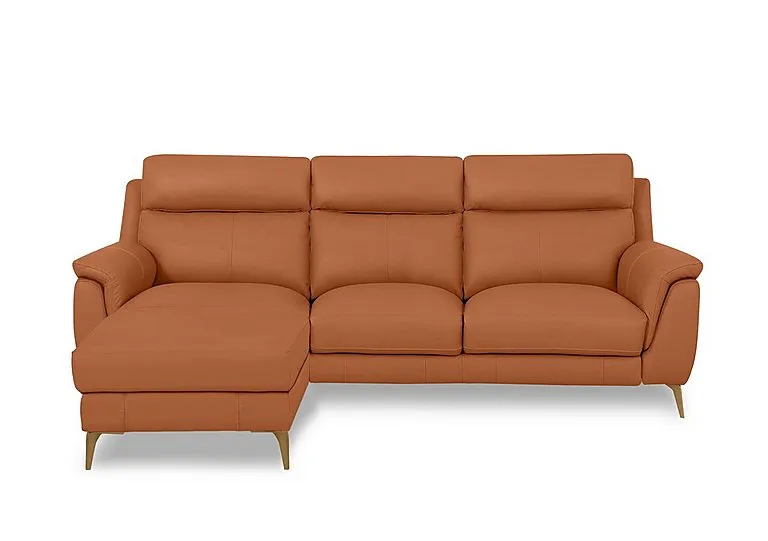 Eclipse Leather 3 Seater Left Hand Facing Chaise End Sofa - Pecan